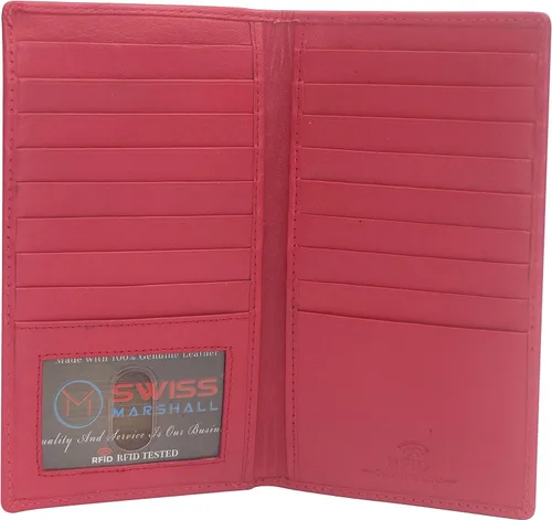 Vista 10 de Marshal Billetera de Cuero Bifold con Bloqueo RFID para Hombres y Mujeres Soporte de Cuero Genuino con 19 Ranuras, 2 Compartimentos para Billetes