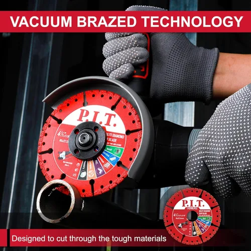 Vista 5 de P.I.T. Rueda de corte multimaterial de 4 1/2 pulgadas para amoladora angular, juego 3 en 1 7/8-Inch Arbor,Diamond Saw Blade for Metal,Carbide
