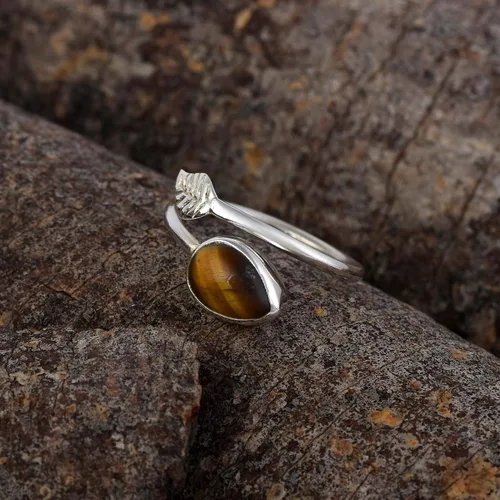 Vista 3 de Sechi By Siblings Anillo de plata de ley 925 con diseño de ojo de tigre para niñas y mujeres