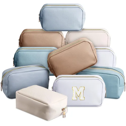 Vista 7 de Sweetude 10 bolsas de maquillaje a granel para mujeres, regalo preparatorio, bolsa de cosméticos de piel sintética, pequeña bolsa de aseo