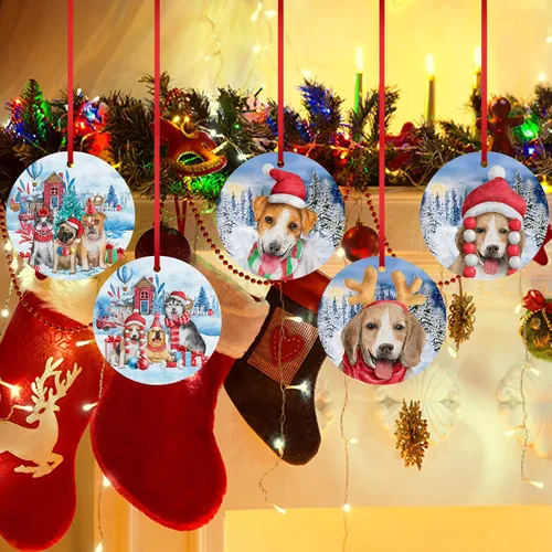 Vista 7 de Jack Russell Terrier - Adorno de Navidad para perro, adorno de Navidad para árbol de Navidad, adorno colgante para cachorro, adorno de cerámica