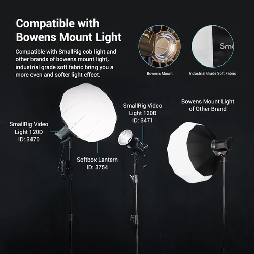 Vista 5 de SMALLRIG Softbox de Farol Modificador de Luz Suave, Difusor Softbox de 26 pulgadas/65 cm Compatible con Luz de Video SMALLRIG 120B/120D/220B/220D