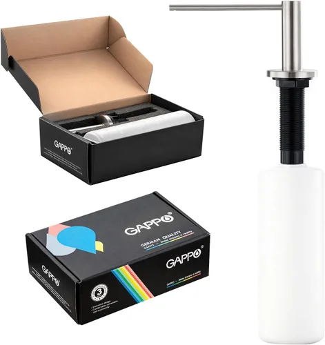 Vista 8 de GAPPO Dispensador de jabón para fregadero de cocina, dispensador de jabón integrado para fregadero, cabezal de bomba de acero inoxidable de níquel