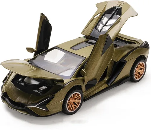 Vista 10 de Coche de Juguete Lambo Sian FKP3 Modelo de Coche Fundido con Luces y Sonido, Coche de Juguete con tracción trasera para niños de 3, 4, 5, 6 + años