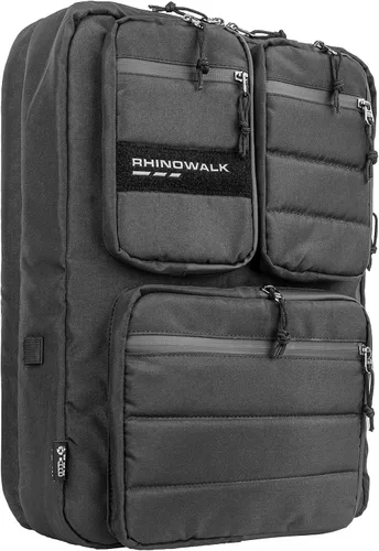 Vista 7 de Rhinowalk Bolsa de alforja para bicicleta, impermeable, 22L, bolsa de maletero trasera para ciclismo, ciclismo, viajes, equitación Negro