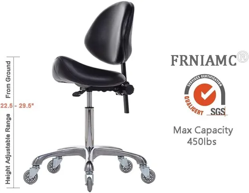Vista 3 de Silla ergonómica con asiento ajustable y respaldo para uso en clínica médica, hospital, laboratorio, farmacia, estudio, taller, oficina y hogar