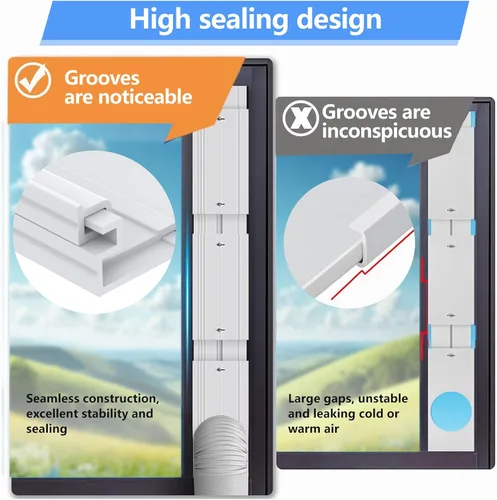Vista 2 de Kit de ventilación portátil de ventana de CA, panel de sellado de ventana de PVC ajustable para ventanas correderas / puertas, kit de ventana