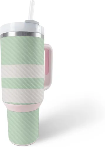 Vista 4 de MightySkins - Funda de fibra de carbono compatible con el vaso Stanley The Quencher H2.0 FlowState de 40 onzas, vida útil, acabado de fibra