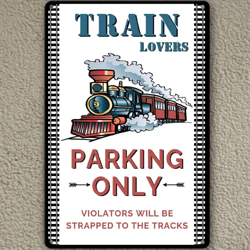 Vista 5 de Letrero de tren de metal para decoración de pared de tren para habitación de niños, trenes, regalos para hombres y adultos, amantes de los trenes