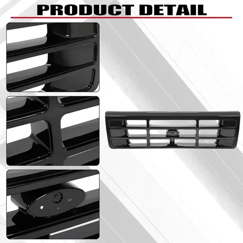 Vista 6 de HECASA Parrilla delantera compatible con Ford Bronco F-150 F-250 HD F-350 1992-1997 Reemplazo para FO1200172 F6TZ8200AAA 104-01450A Ensamblaje