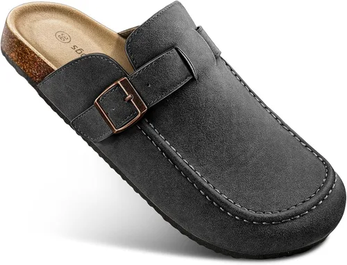 Vista 20 de BULLIANT Zuecos pantuflas sandalias de enfermería zapatos de trabajo para hombres y mujeres, parte superior con forro polar + plantilla de corcho