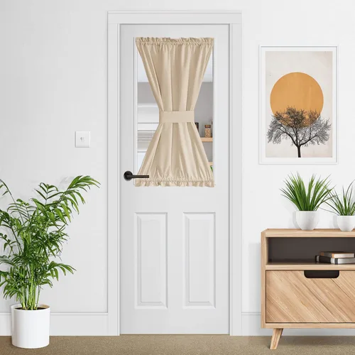 Vista 7 de NICETOWN Cortina negra de terciopelo para puerta de cocina/baño/patio/puerta corrediza de vidrio, aislante, con bolsillo para barra, insonorizante