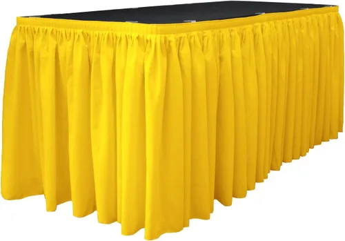 Vista 15 de LA Linen Falda de mesa de popelina de poliéster para mesas rectangulares, tela plisada para banquetes de boda, 14 pies por 29 pulgadas de largo