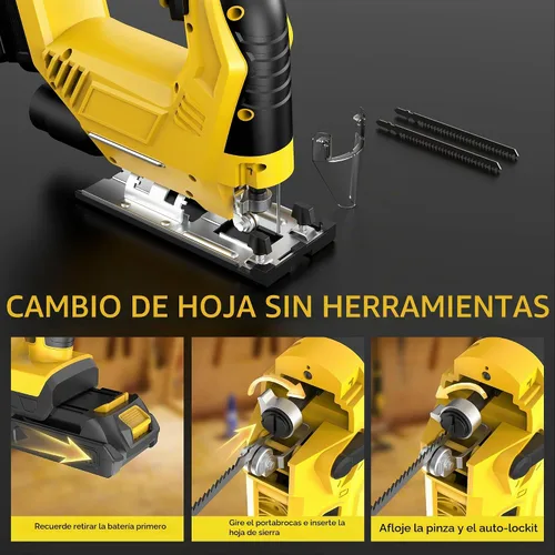 Vista 4 de Sierra de calar inalámbrica compatible con batería Dewalt de 20 V Max (sin batería), sin escobillas, velocidad variable, cortes biselados de 45°, 3