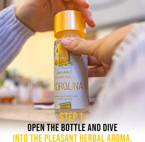 Vista 2 de InaEssentials Agua de manzanilla orgánica, hidrolina, cuidado de la piel contra el eczema, irritaciones de la piel, tóner para rostro y cuerpo
