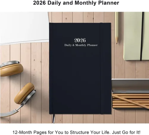 Vista 7 de Agenda diaria y mensual 2026, agenda diaria 2026, una página por día, desde enero de 2026 a diciembre de 2026, libro de citas por hora de 5.8 x 8.3