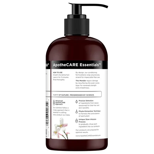 Vista 4 de ApotheCARE Essentials The Mender Acondicionador reparador de cabello dañado, leche de coco, jazmín blanco, vitamina E, 12 onzas