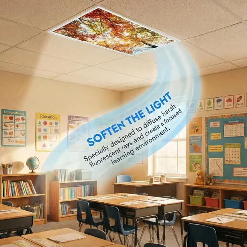 Vista 7 de Cubiertas de luz fluorescente para luces de techo, cubierta magnética de nube para lámparas fluorescentes o LED de 2 pies x 4 pies para aula, hogar