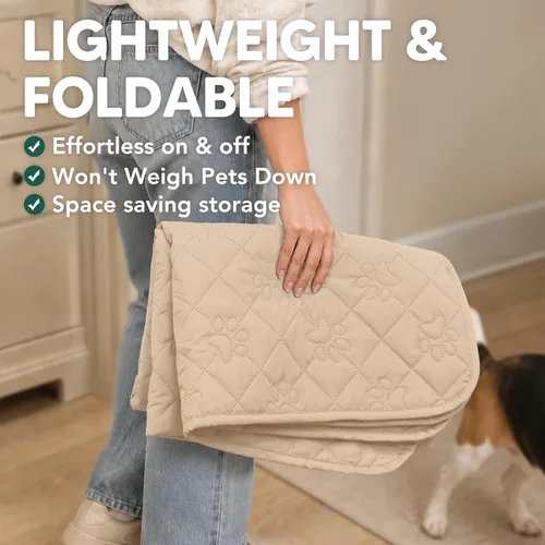 Vista 11 de PAWFINITY Funda de sofá impermeable para perros, manta acolchada con estampado de patas para sofá/cama, resistente al pelo de mascotas, agradable al