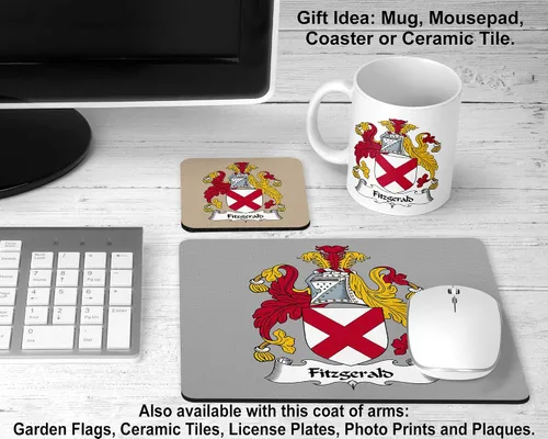 Vista 2 de Carpe Diem Designs Fitzgerald Shield of Arms/Fitzgerald Family Crest - Taza de cerámica para café/cacao de 11 onzas, fabricada en los Estados Unidos