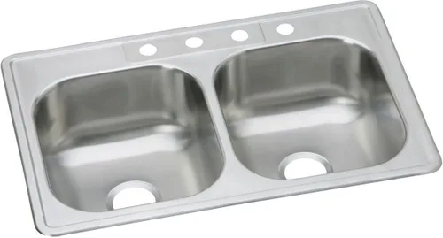 Vista 8 de Dayton DSE233191 Fregadero de Doble Tazón Igual Empotrable de Acero Inoxidable, Elite Satinado