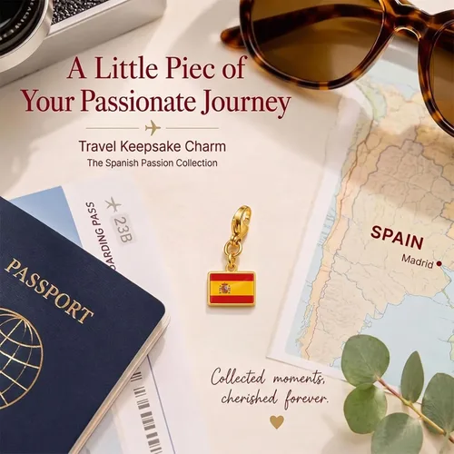 Vista 4 de Mini Country Flag Keychain Charm Collectible Travel Souvenir Keyring España