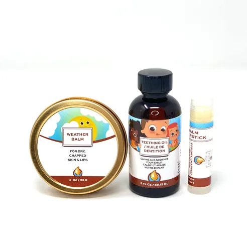 Vista 9 de Punkin Butt Paquete de aceite de dentición para bebés y bálsamo labial para aliviar el dolor de encías y labios agrietados, todo natural, orgánico