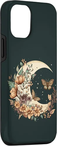 Vista 3 de Funda bohemia con diseño de luna creciente y mariposa para iPhone 15
