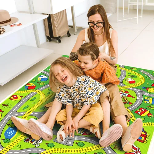 Vista 4 de Alfombra de juego para niños, alfombra educativa de 31 x 48 pulgadas, alfombra antideslizante de la vida urbana, alfombra de aprendizaje para niños