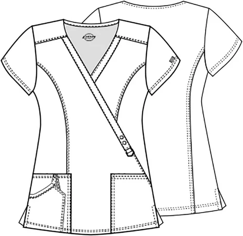 Vista 4 de Dickies Xtreme Stretch Mujer Scrubs Top Mock Wrap 85956
