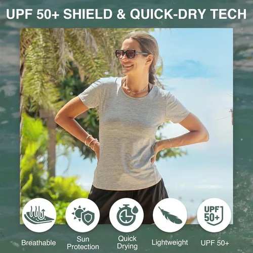 Vista 2 de Kanu Surf Camiseta de natación activa de manga corta UPF 50+ para mujer