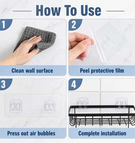 Vista 5 de 6 PCS Shower Caddy Adhesive Replacement, 5.51×2.36 Inch for Shower