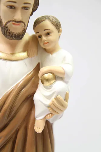 Vista 3 de Vittoria Collection Figura de escultura italiana de San José con niño de 16 pulgadas, hecha en Italia