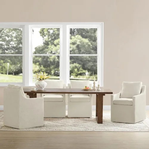 Vista 25 de KISLOT Upholstered Dining Chairs Set of 1 with Casters, Cream