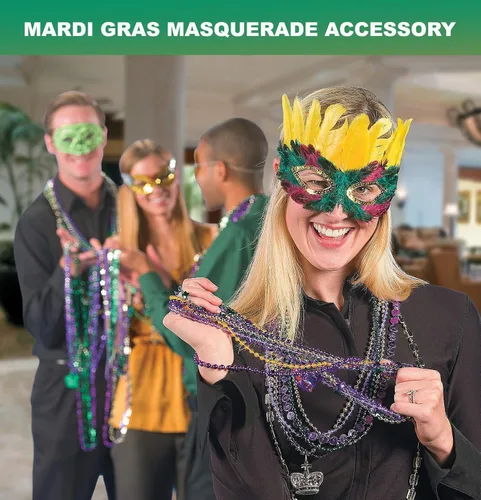 Vista 6 de 4E's Novelty - Máscaras de plumas de fantasía, 12 estilos, para Mardi Gras
