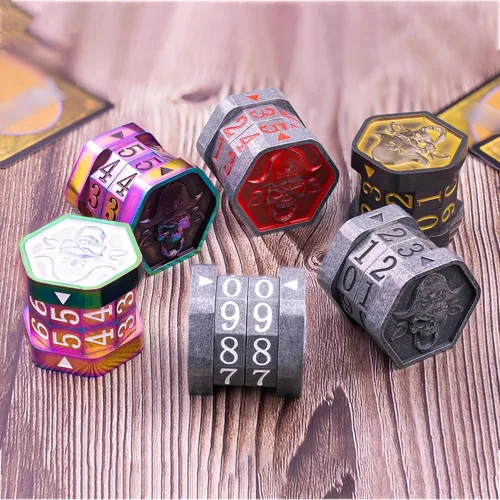 Vista 4 de MTG Life Counter Wheel - Contador de vida de metal MTG, juego de dados pequeños, embalaje de caja de regalo para tarjetas, juegos de mesa Colorido
