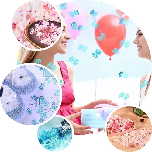 Vista 3 de Efavormart - Confeti metálico para baby shower, 300 unidades, color rosa