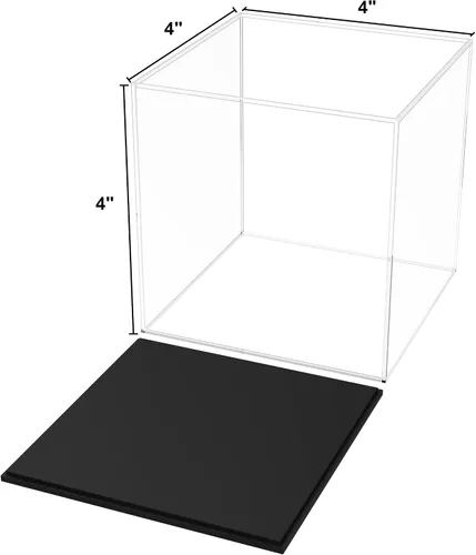 Vista 5 de Vitrina de acrílico completamente ensamblada, caja de acrílico transparente de 4 pulgadas para exhibición de coleccionables, vitrina de vidrio