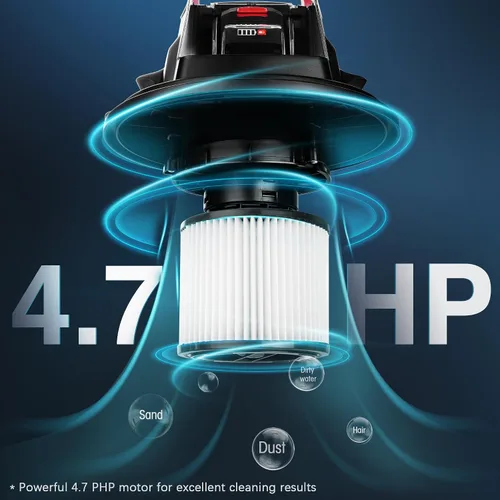 Vista 5 de Shop-Vac Aspiradora Inalámbrica Húmeda/Seca de 20V, 5 Galones, 4.7 CV Pico, Succión Fuerte de 10kPa y Soplador, Aspiradora de Taller Portátil