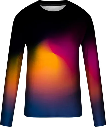 Vista 4 de Camisas de manga larga para hombre, blusas de moda de color degradado, blusas holgadas, ropa de calle, sin botones, estampado gráfico