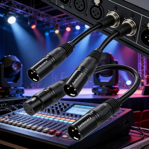 Vista 2 de Cable de iluminación DMX de 3 pines a 5 pines, macho de 3 pines a 5 pines hembra XLR/DMX cable adaptador para micrófono DMX luz de escenario – 2