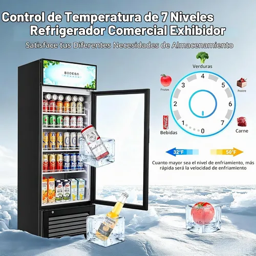 Vista 3 de BODEGA - Refrigerador comercial de bebidas de 10 pies cúbicos con LED
