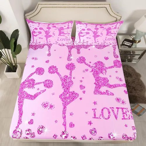 Vista 10 de Erosebridal Sábana bajera ajustable de gimnasia con bolsillo profundo para niñas y niños, tamaño individual, juego de ropa de cama deportiva