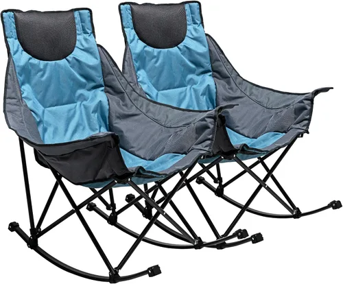 Vista 22 de SUNNYFEEL Silla Mecedora de Camping Paquete de 2, Silla Plegable de Jardín Extragrande para Exteriores con Bolsillo, Resistente