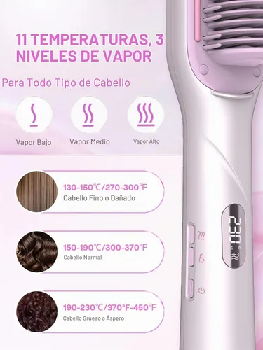 Vista 5 de SHEGLAM Cepillo alisador de vapor, peine caliente de vapor 3 en 1