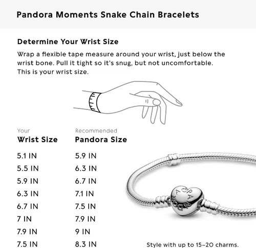 Vista 8 de PANDORA Jewelry Moments Heart Clasp Snake Chain Charm Bracelet