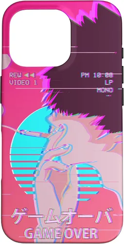 Vista 20 de Funda retro para iPhone 16 Vaporwave Aesthetic Emo Anime Boy Sad Game Over Lofi