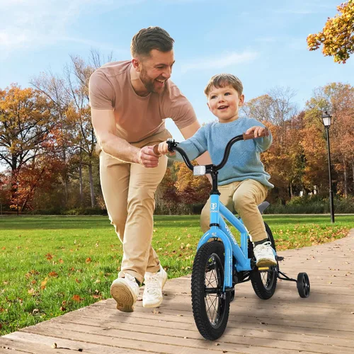 Vista 7 de Outroad - Bicicleta infantil para niños y niñas de 3 a 9 años, bicicleta para niños de 14, 16 y 18 pulgadas, con ruedas de entrenamiento, bicicletas