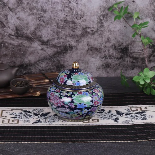 Vista 5 de Tarro clásico de jengibre esmaltado, hecho a mano, diseños inspirados en la dinastía Yuan y Ming, motivos florales de colores vibrantes en jarrón