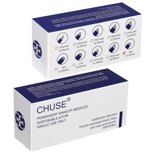 Vista 15 de CHUSE 14 Curvado 50pcs 0.007 in Nano Mircoblading Aguja Maquillaje Permanente Manual Ceja Tatuaje Aguja